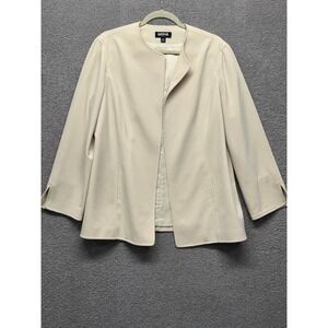 Kasper Petite 14P Open Front Blazer Jacket Women Cream Lined Stretch Career